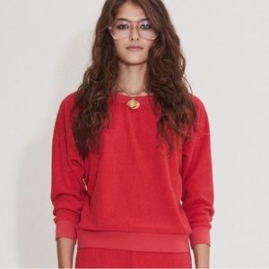 Suzie Kondi RED French terry 100% cotton top sweatshirt